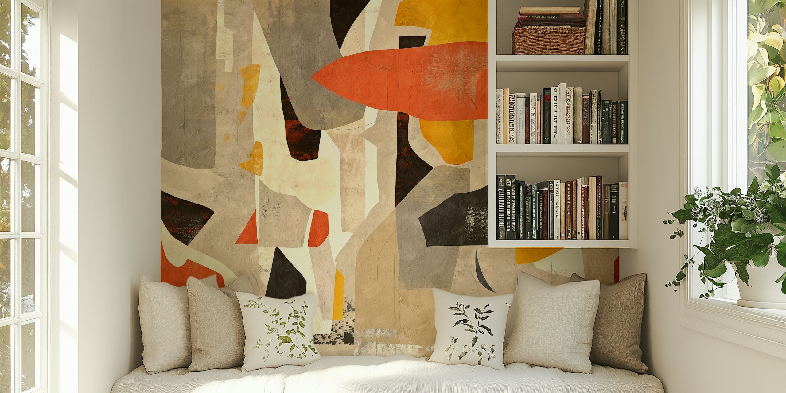 Colorful abstract shapes in earthy tones wallpaper