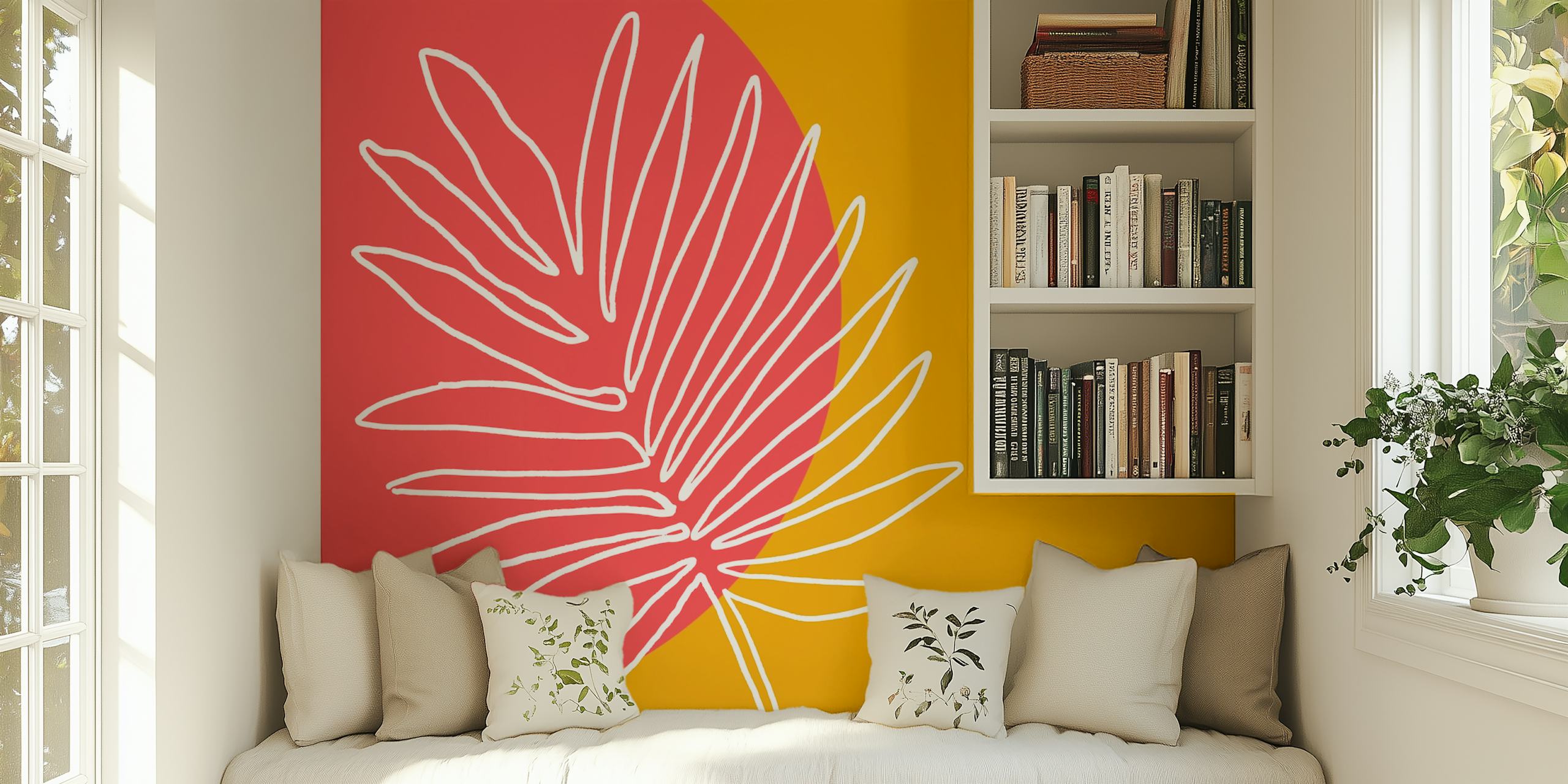 Papel de parede Modern Flora Art em um quarto elegante