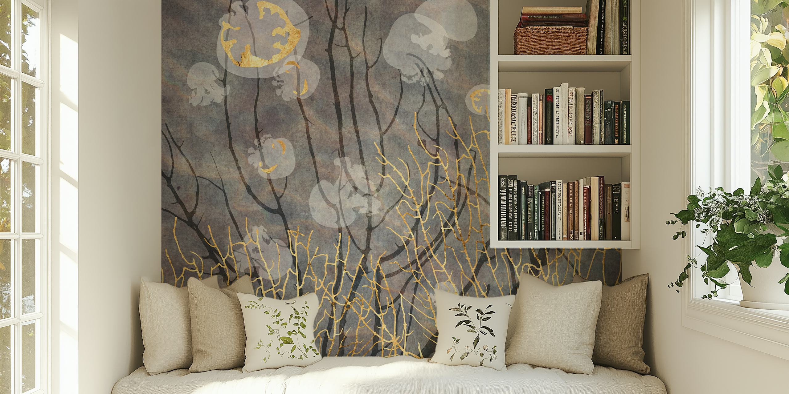 Sea Fan and Jellyfish wallpaper in lavender