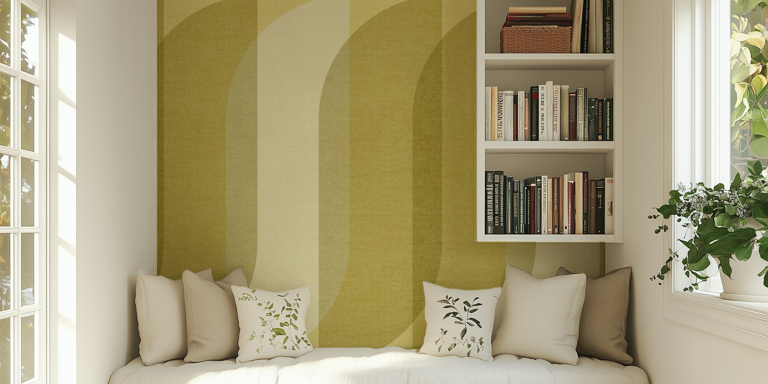 Chic retro ribbons wallpaper in modern interior
