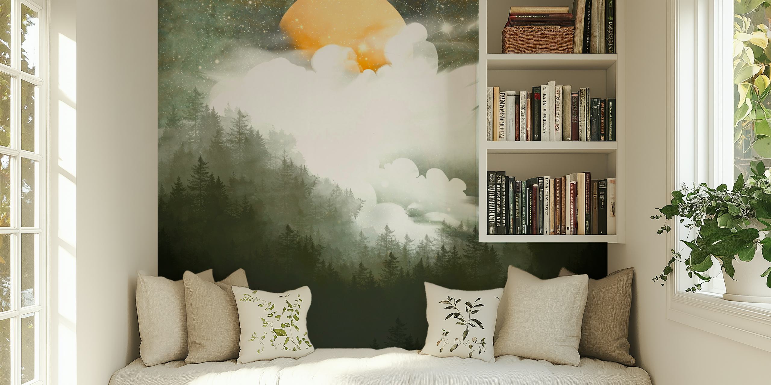 Tapeta Golden Moonlit Woods w pokoju