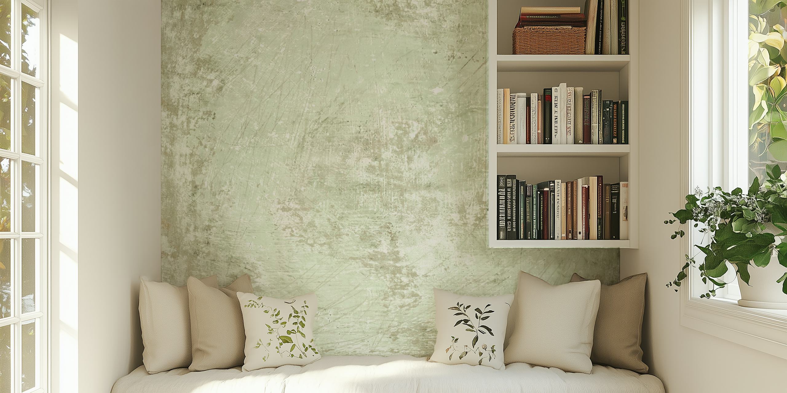 Light green textured wallpaper in a room
