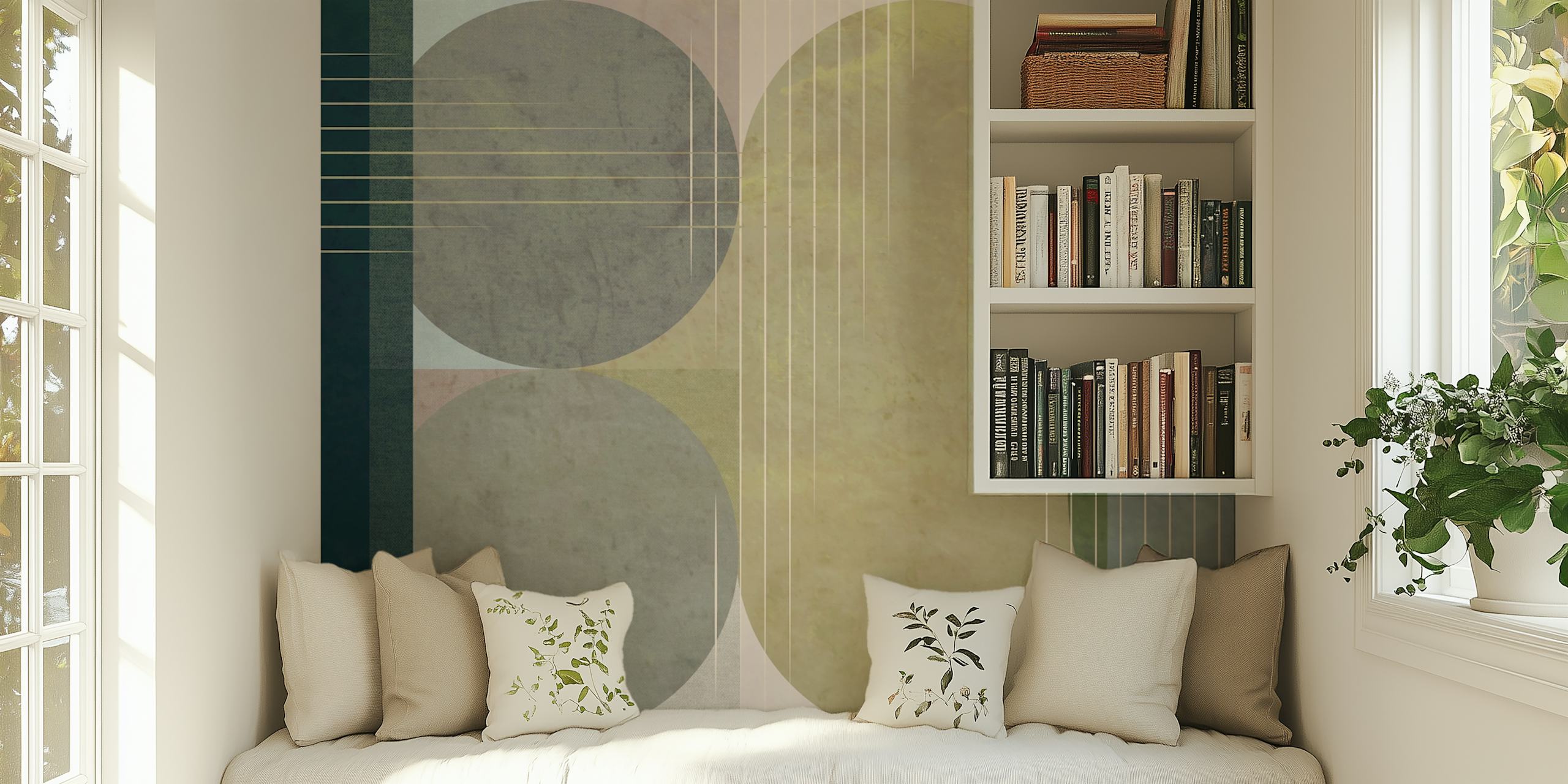 Minimalist Geometric Shapes tapetti huoneessa