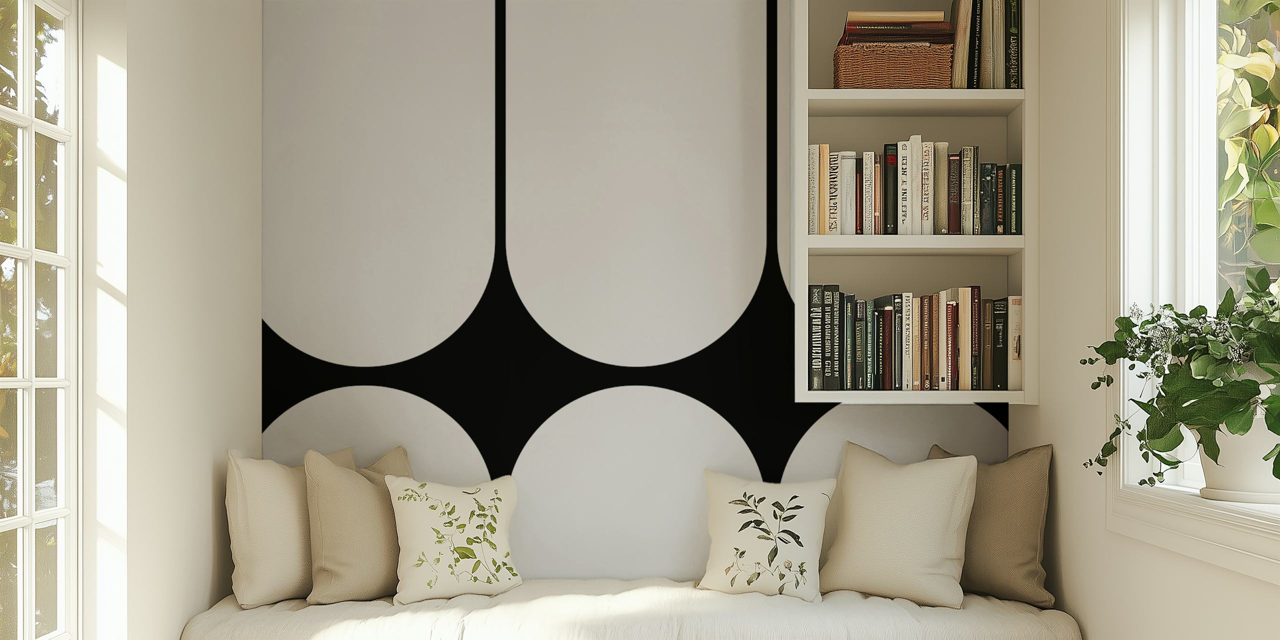 Papel de parede Timeless Modern Arcs em um quarto elegante
