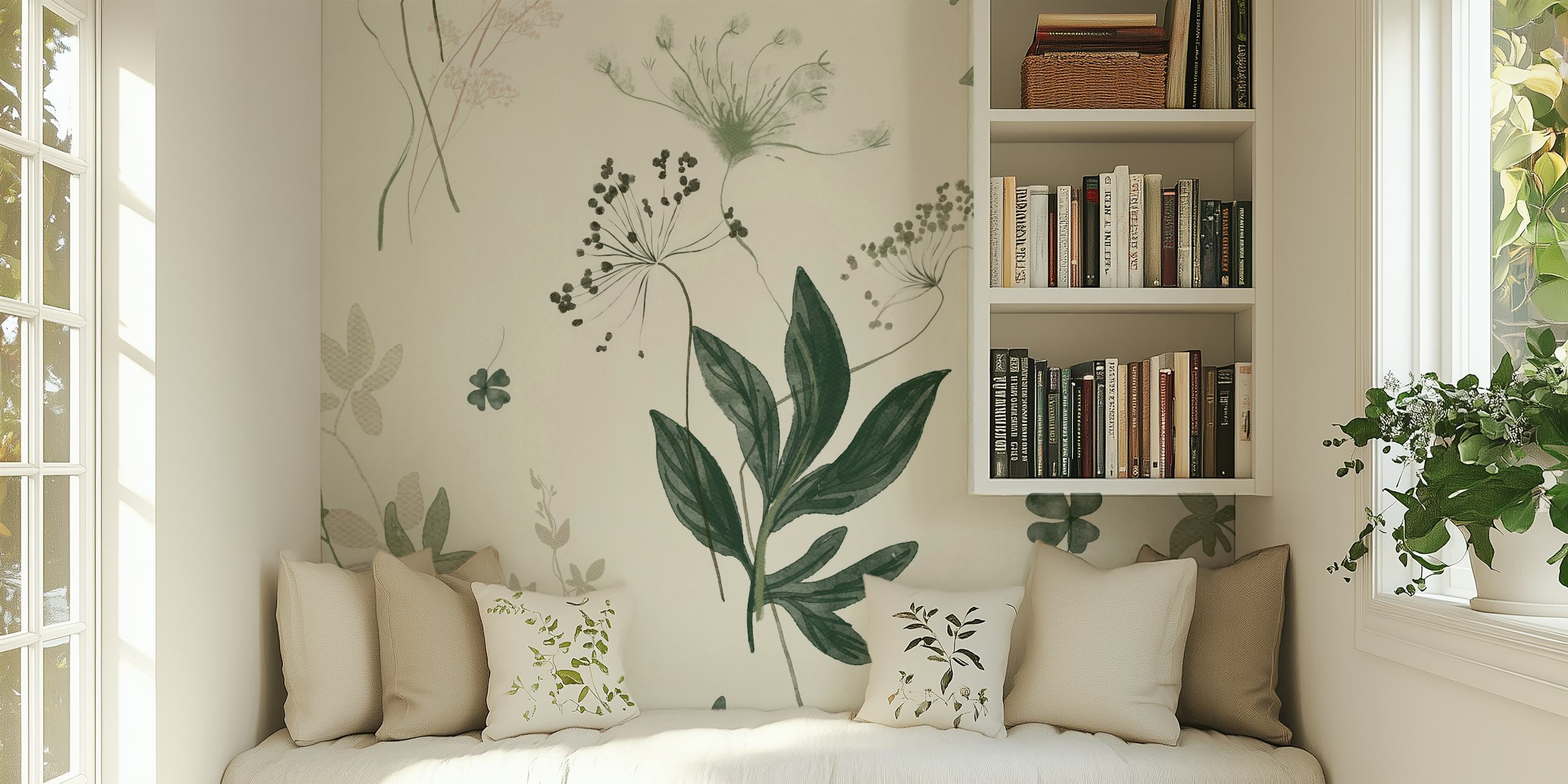 Wildflower wallpaper in a room setting