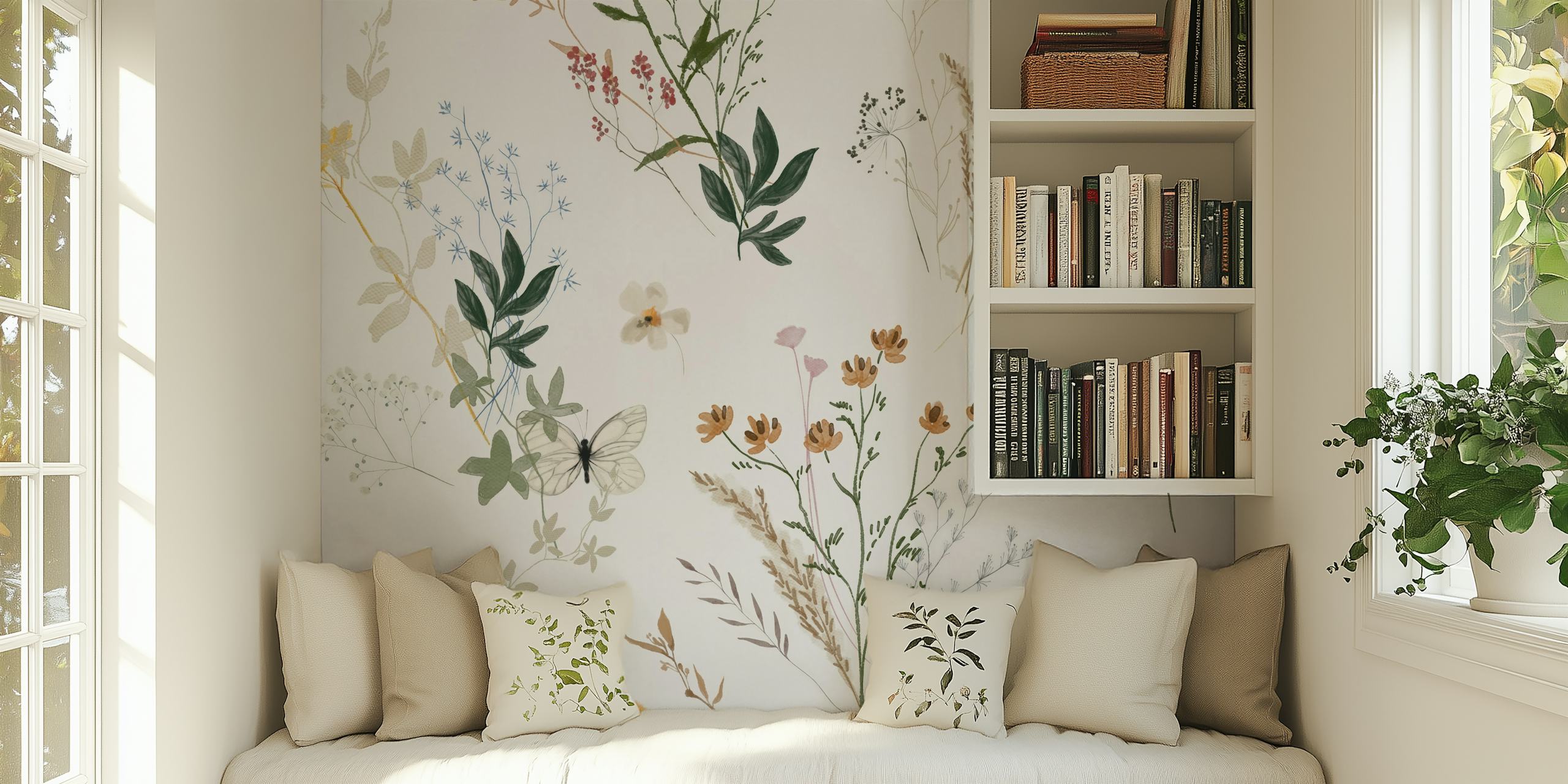 Whispers of Wildflowers on Light Gray wallpaper