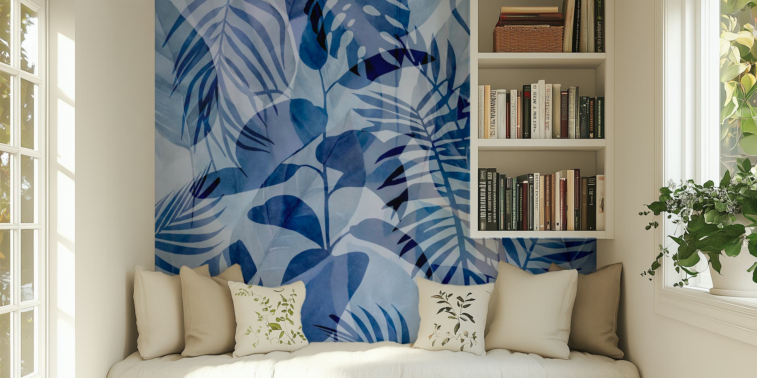 Blue Jungle Palm Cove wallpaper in a room