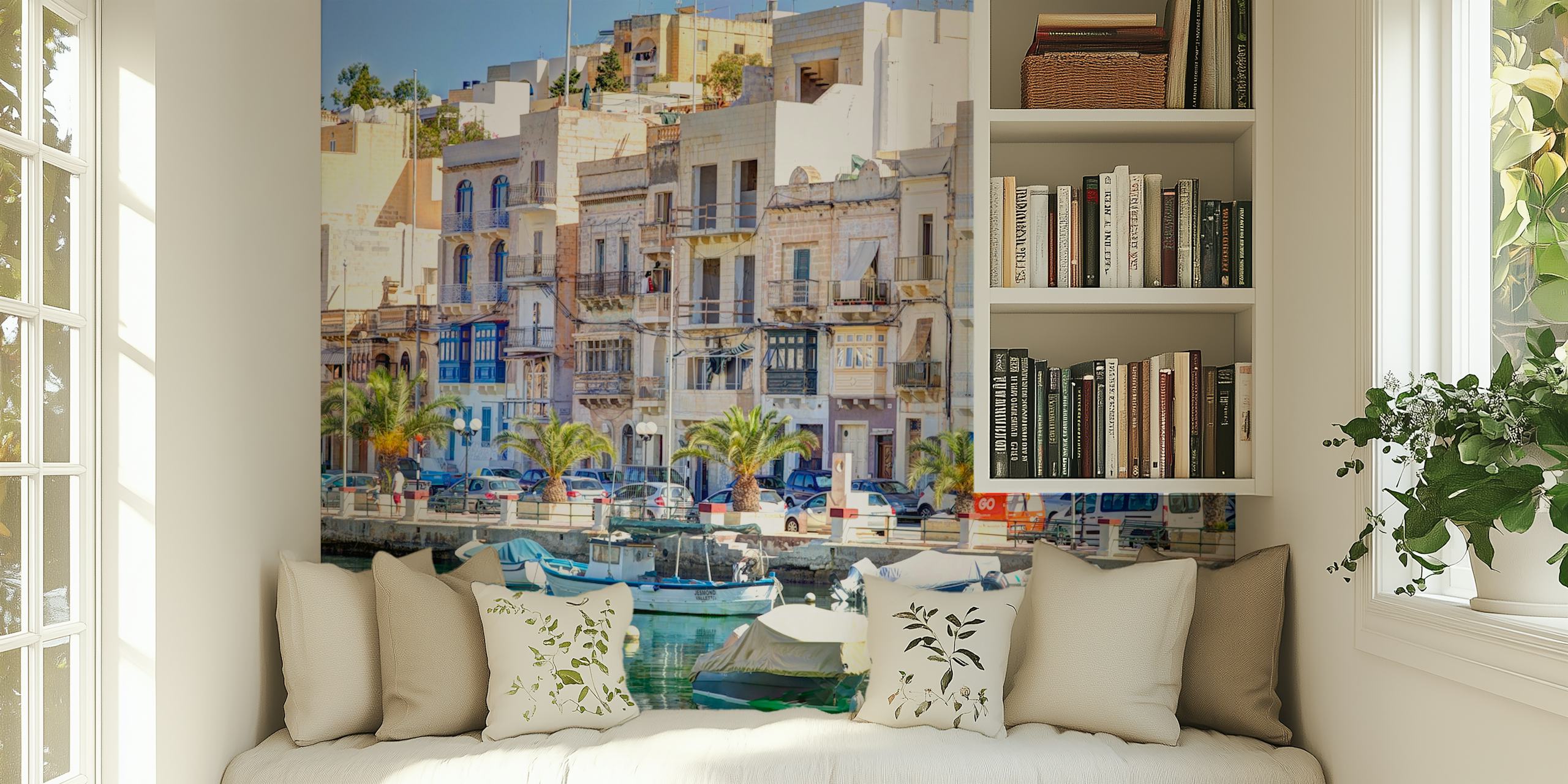 Marina Bliss in Senglea wallpaper in a room