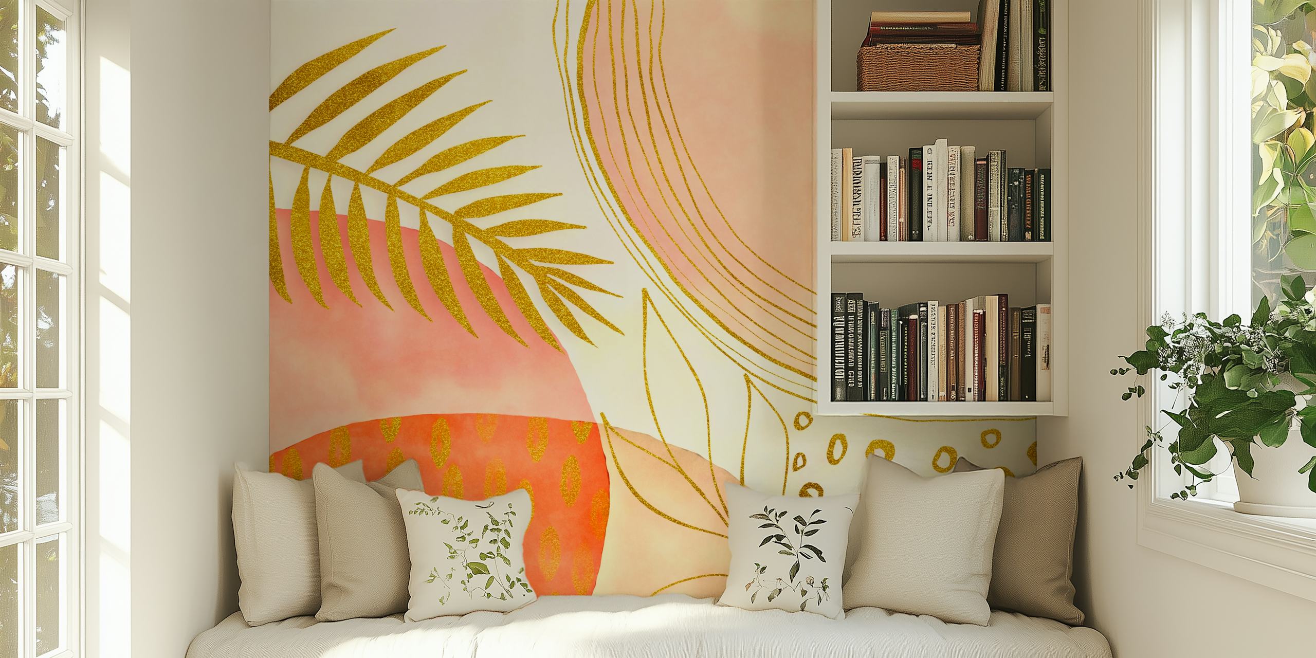 Papel pintado Boho Fantasy Golden Summer en una habitación
