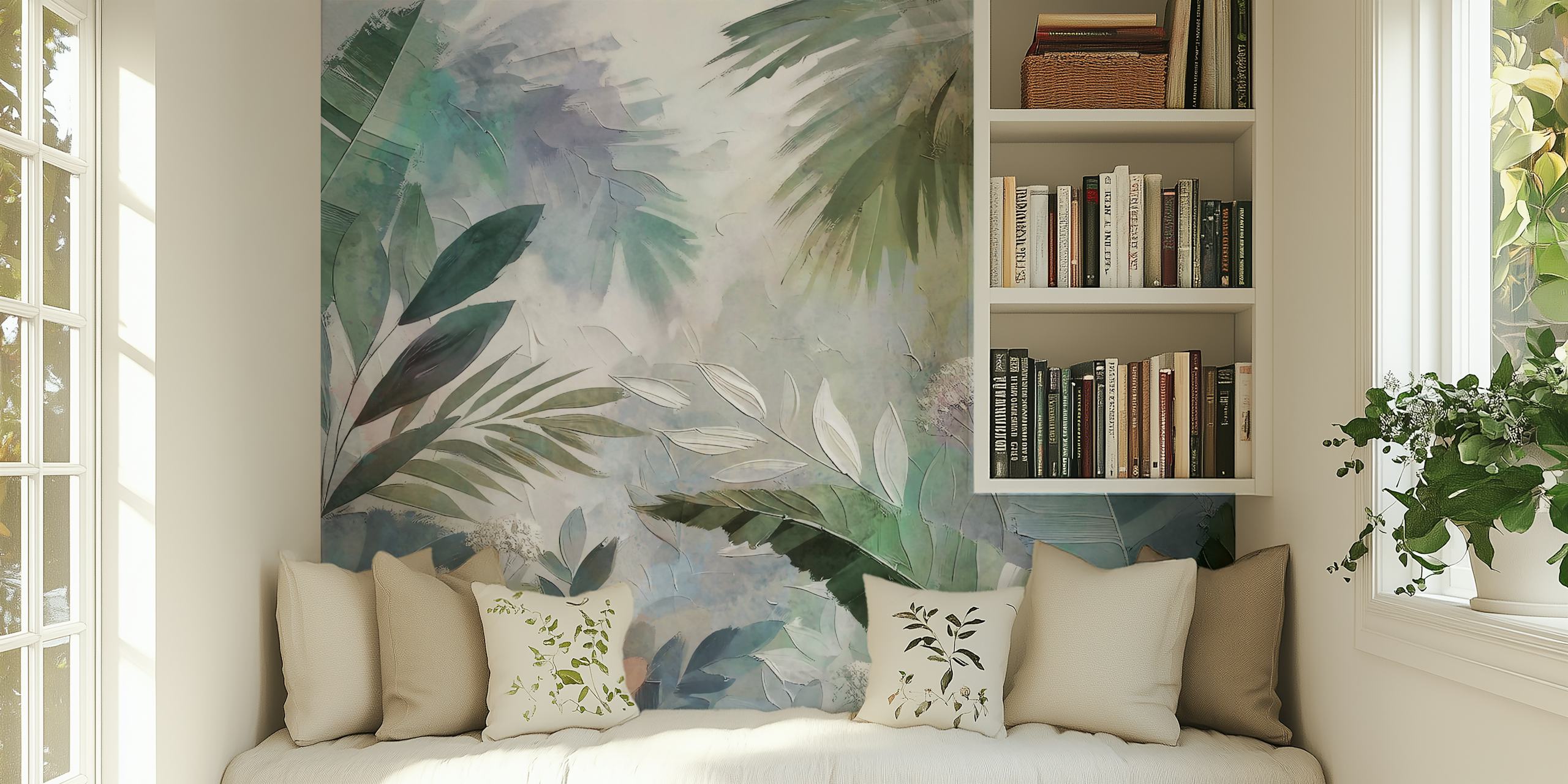 Papel de parede Lush Rainforest exibido em uma sala