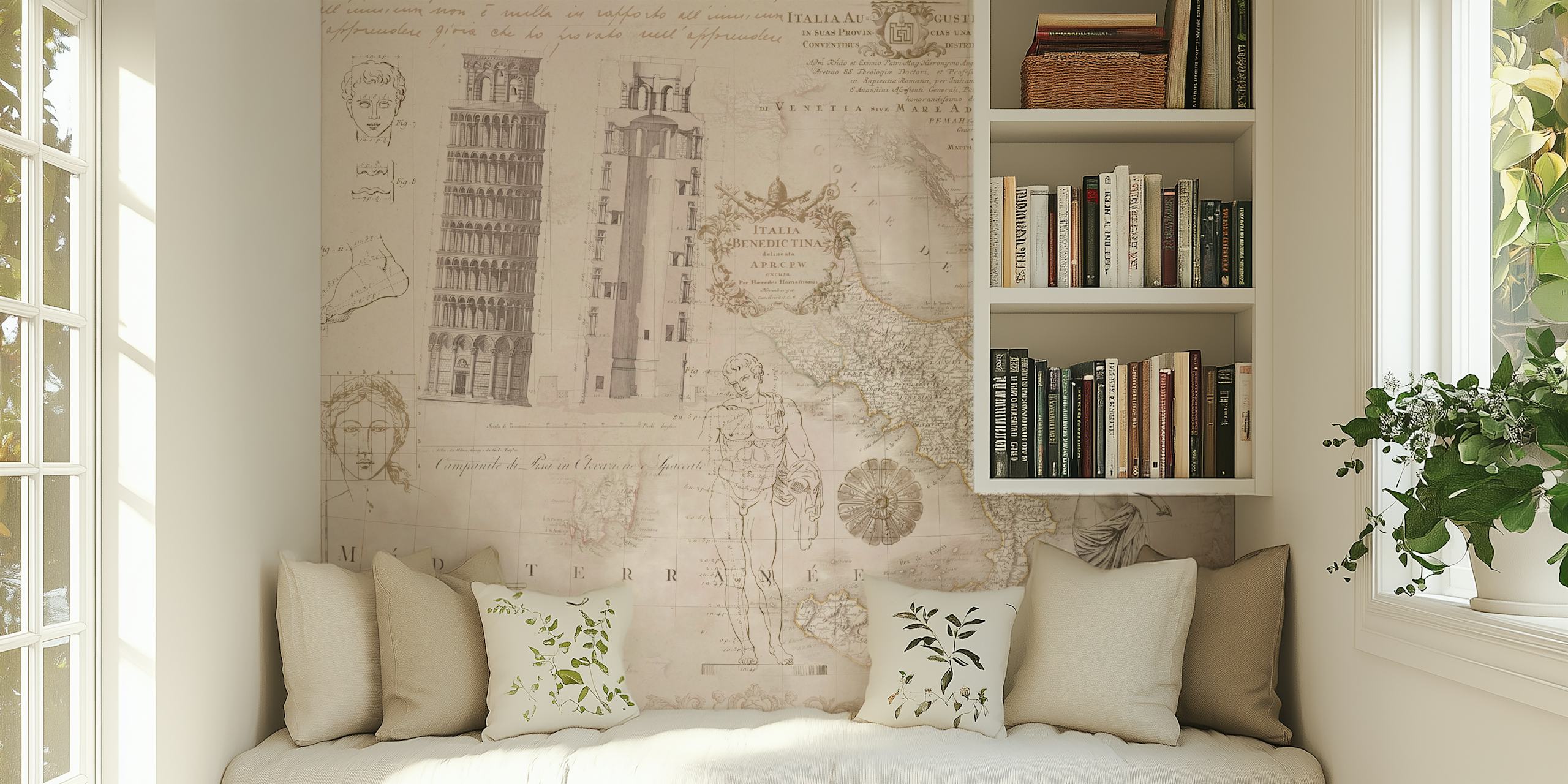 Vintage Italy nostalgic collage wallpaper design