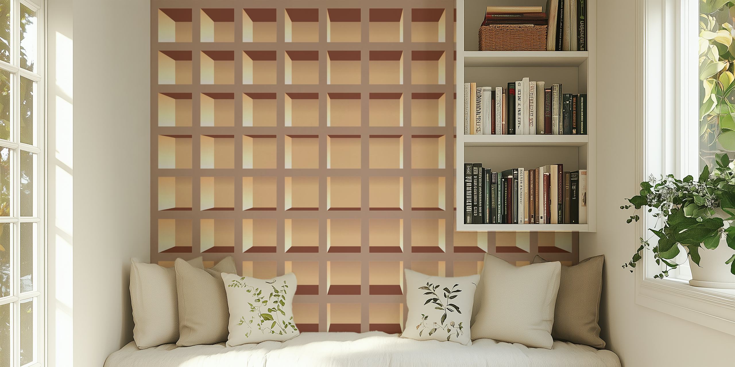 Neutrals Bookcase design della carta da parati
