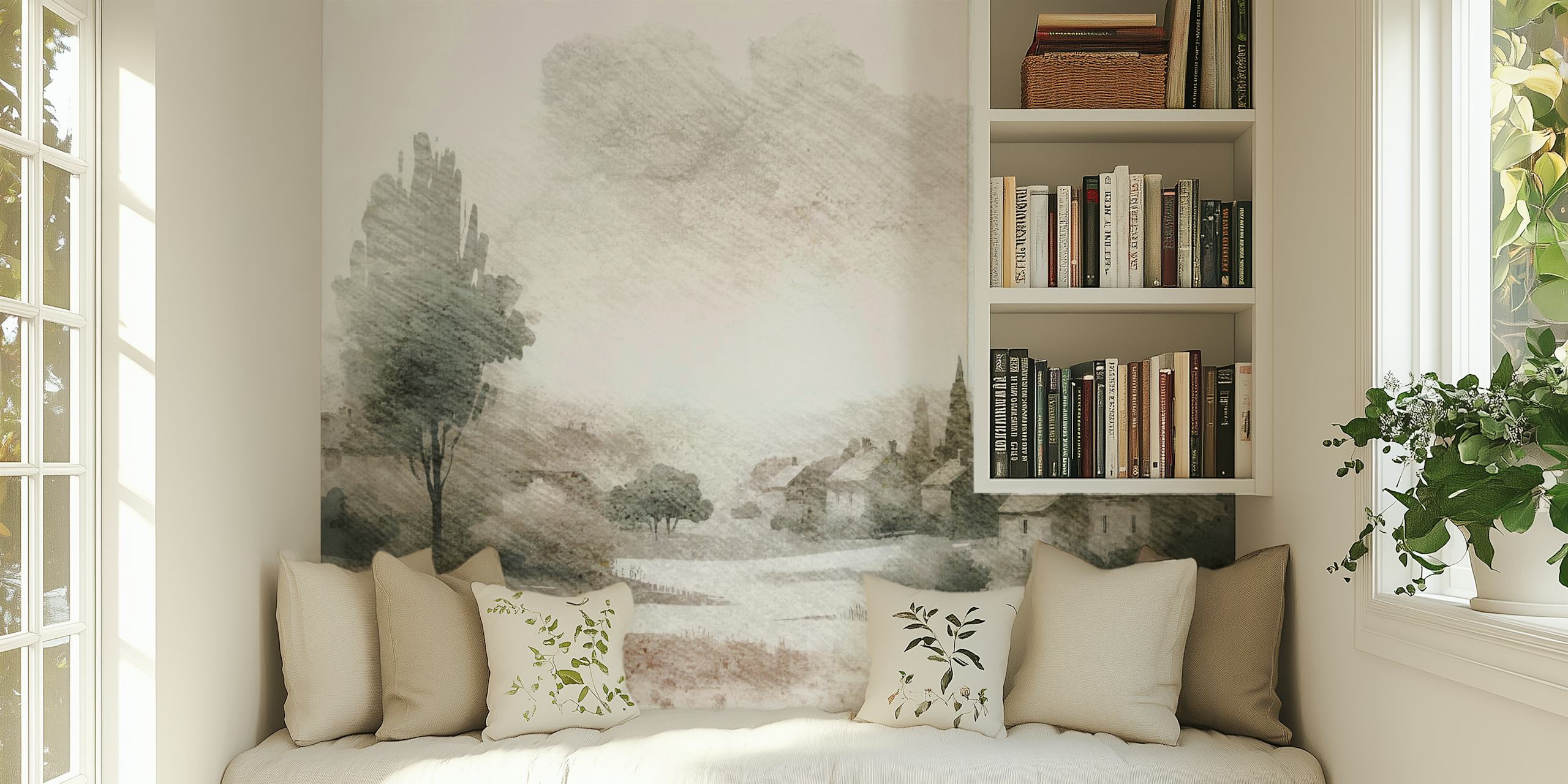 Rustic Countryside View tapetti huoneessa