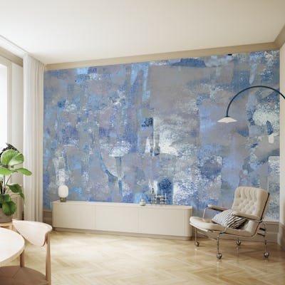 Blue Depths Textured Wabi Sabi Art
