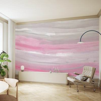 Blush and Gray Brushstroke Waves 1