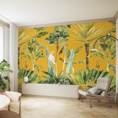 Tropical Birds & Palm Leaves