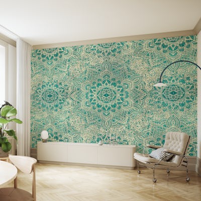 Boho Gold Star Mandala - Emerald Green