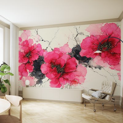 Crimson Floral Ink Symphony