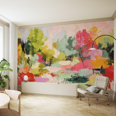 Abstract Colorful Forest Oasis
