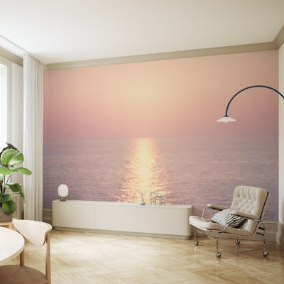 Sunset Ocean with Gold Pink Waters