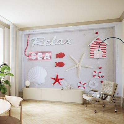 Red White Coastal Flat Lay