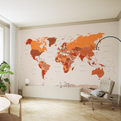 World Map Burnt Orange
