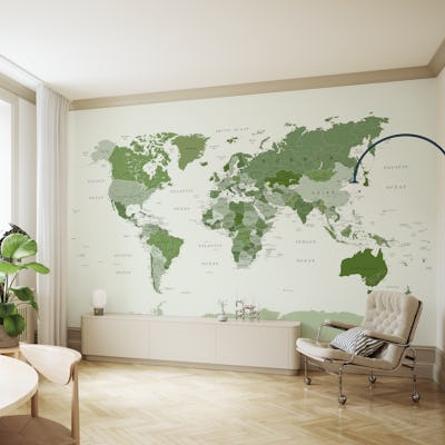 World Map Leafy Green