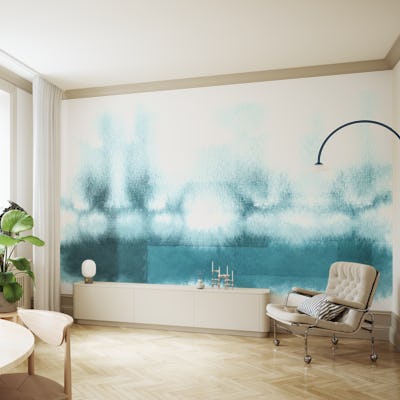 Teal Aqua Watercolor Horizon