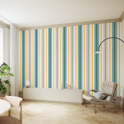 Stripes Teal Blush Mustard
