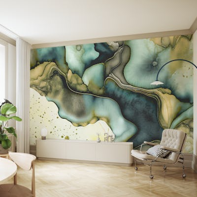 Inky Green Abstract Art