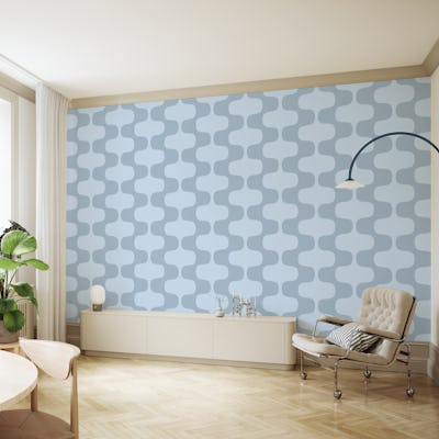 Simple Blue Mid-Century Abstract Vintage