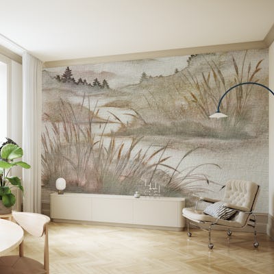 Muted Japandi Meadow Painting
