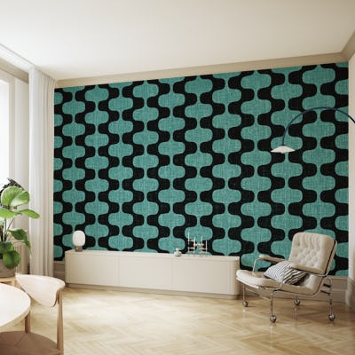 Teal Mid-Century Bauhaus Canvas