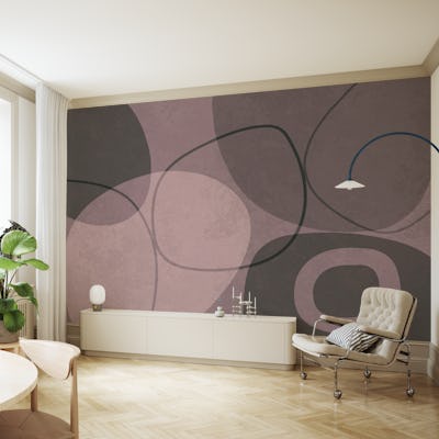 Mid Century Shapes And Outline Moody Pink