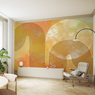 Modern Vintage Arch Circle Geometry Art