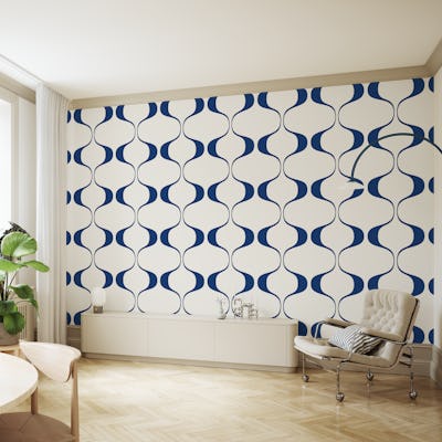 Navy Retro Abstract Geo Waves
