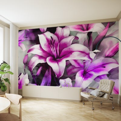 Moody Lillies Abstract Watercolor Floral