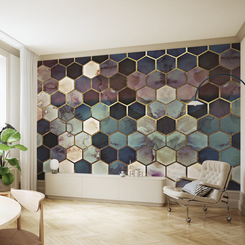 Rugged Marble Hexagon Dark by MS