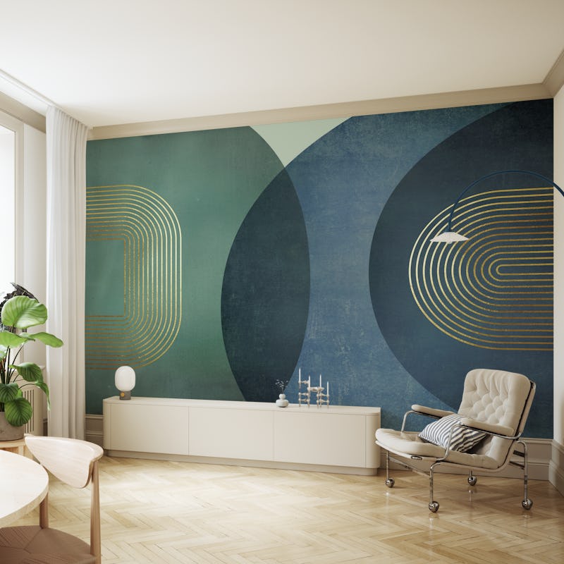 Modern Mid Century Blue Green