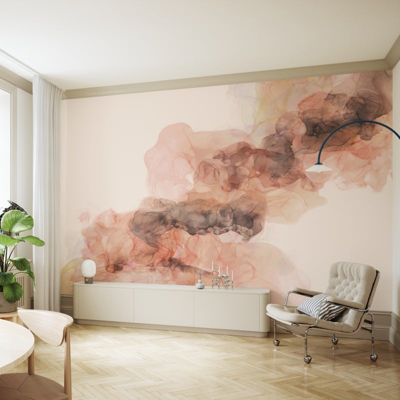 Peach Pastel Ink Texture Art