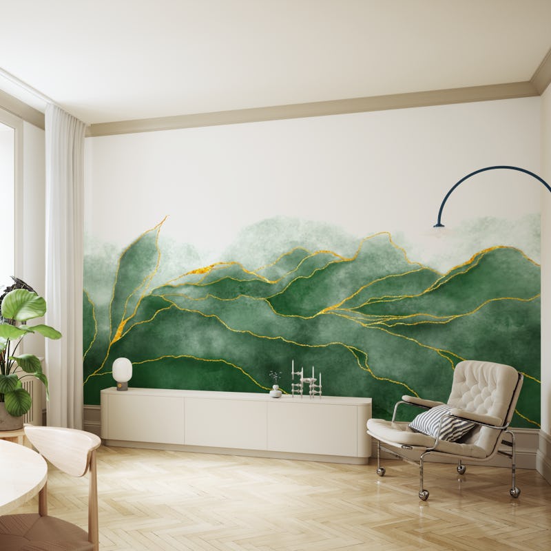 Green watercolor veins