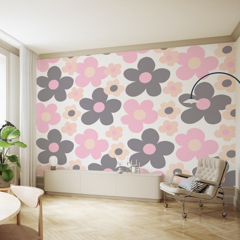 Blush Pink Daisies Retro 1