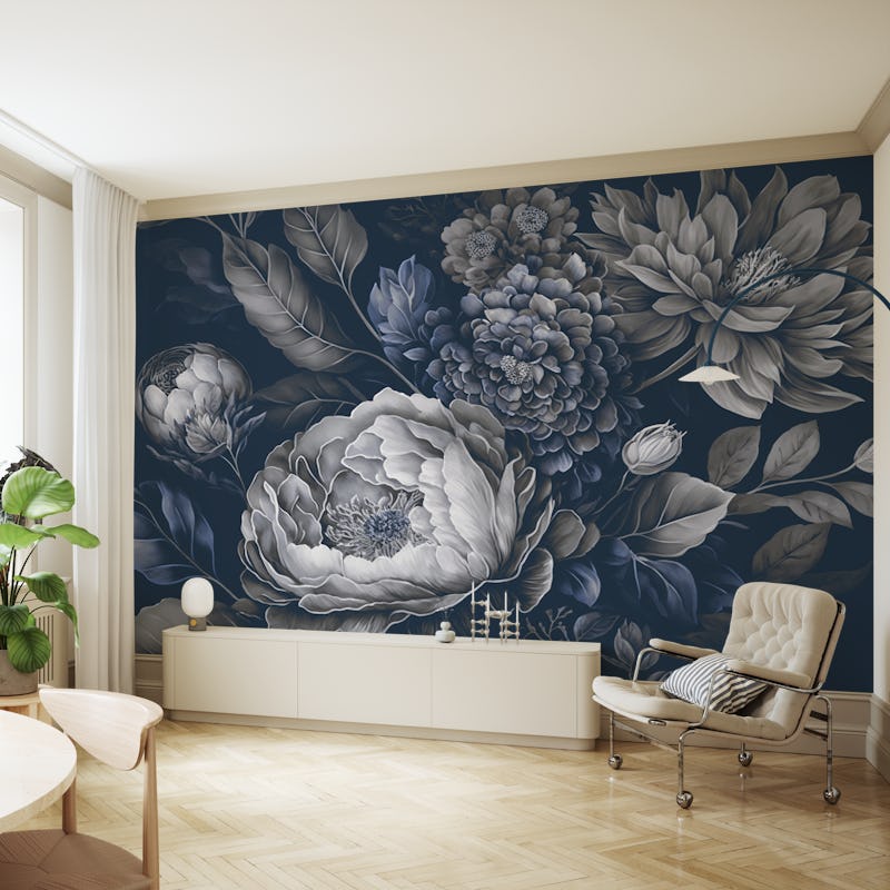 Blue Baroque Large Floral