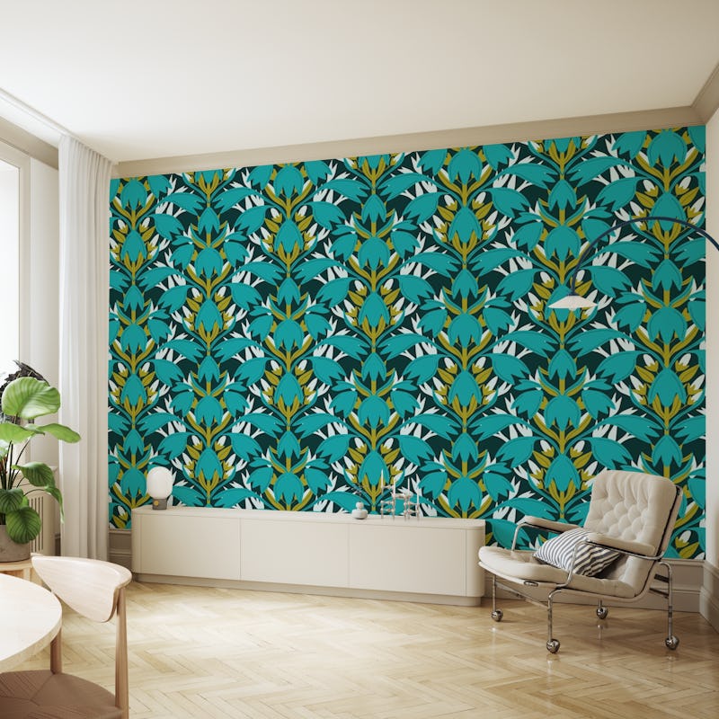 Teal Diamond Floral