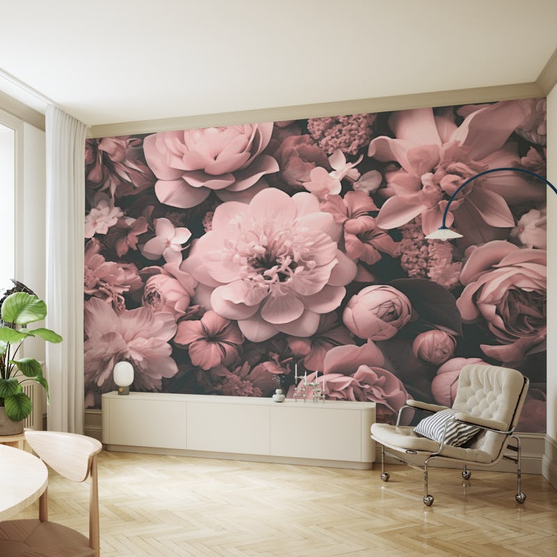 Opulent Baroque Flowers Romantic Pastel Pink