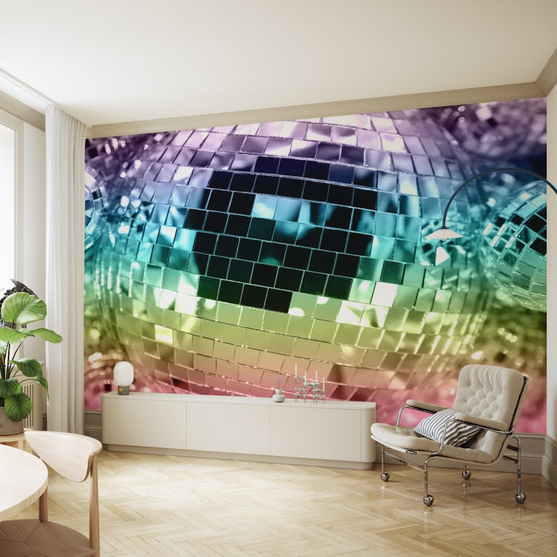 Rainbow Retro Disco Ball Glam 1
