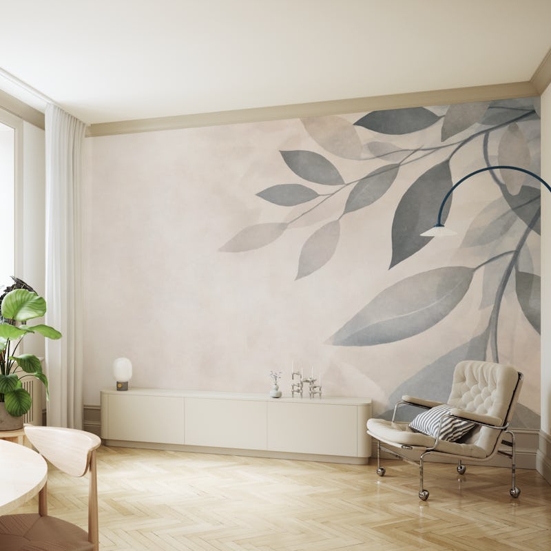 Gentle Leaf Whispers Beige Grey