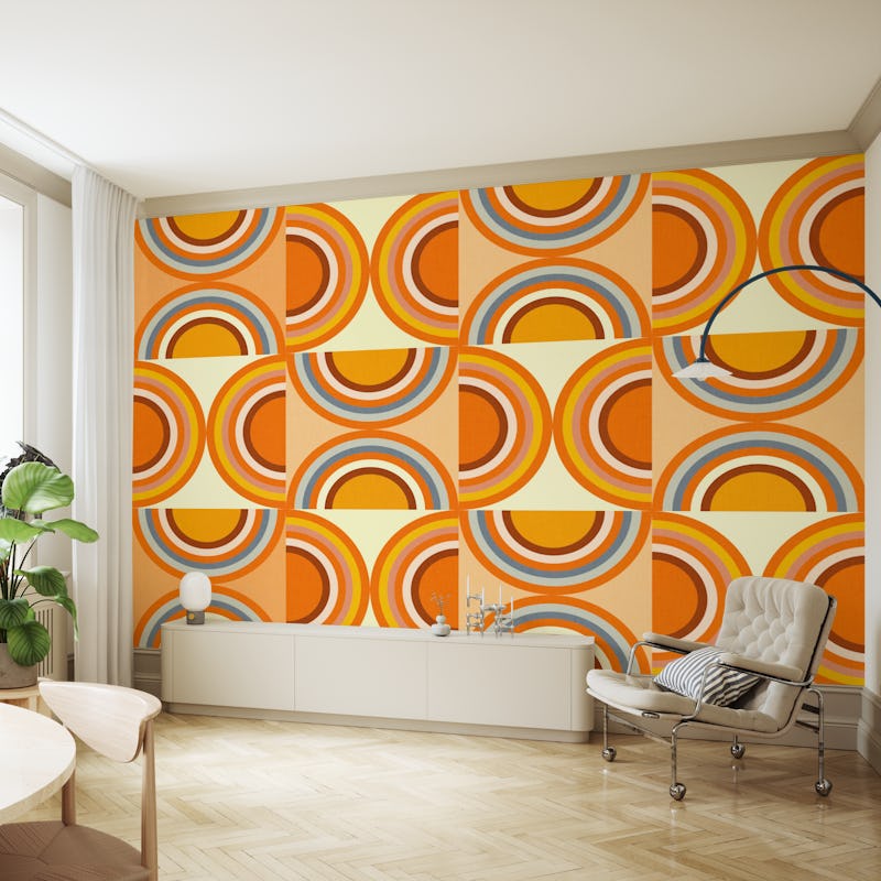 geometric half circles retro