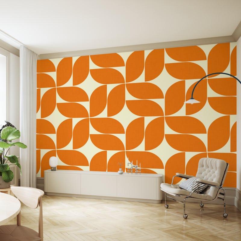 mid century modern orange on sand beige