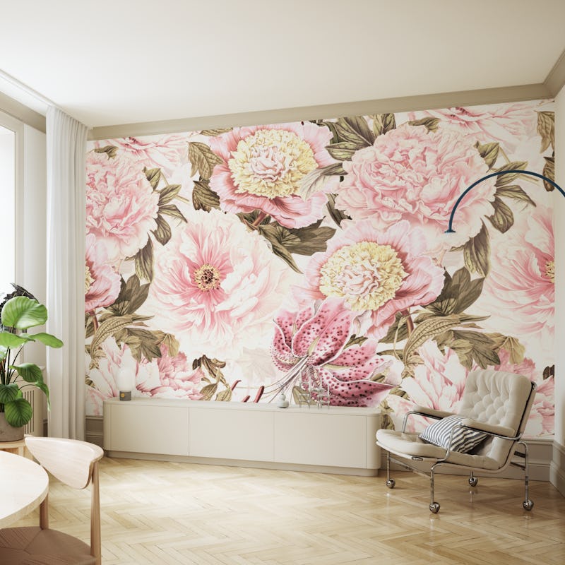 Vintage Baroque Opulent Peonies And Flower Lilies